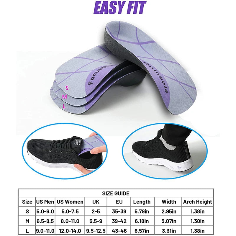 Rooruns Orthopedic Insoles Fasciitis Plantar Arch Support,Heel Spur Pain Relief Insoles for Walking Running Sports Peaceful Pleasures Health and Wellness