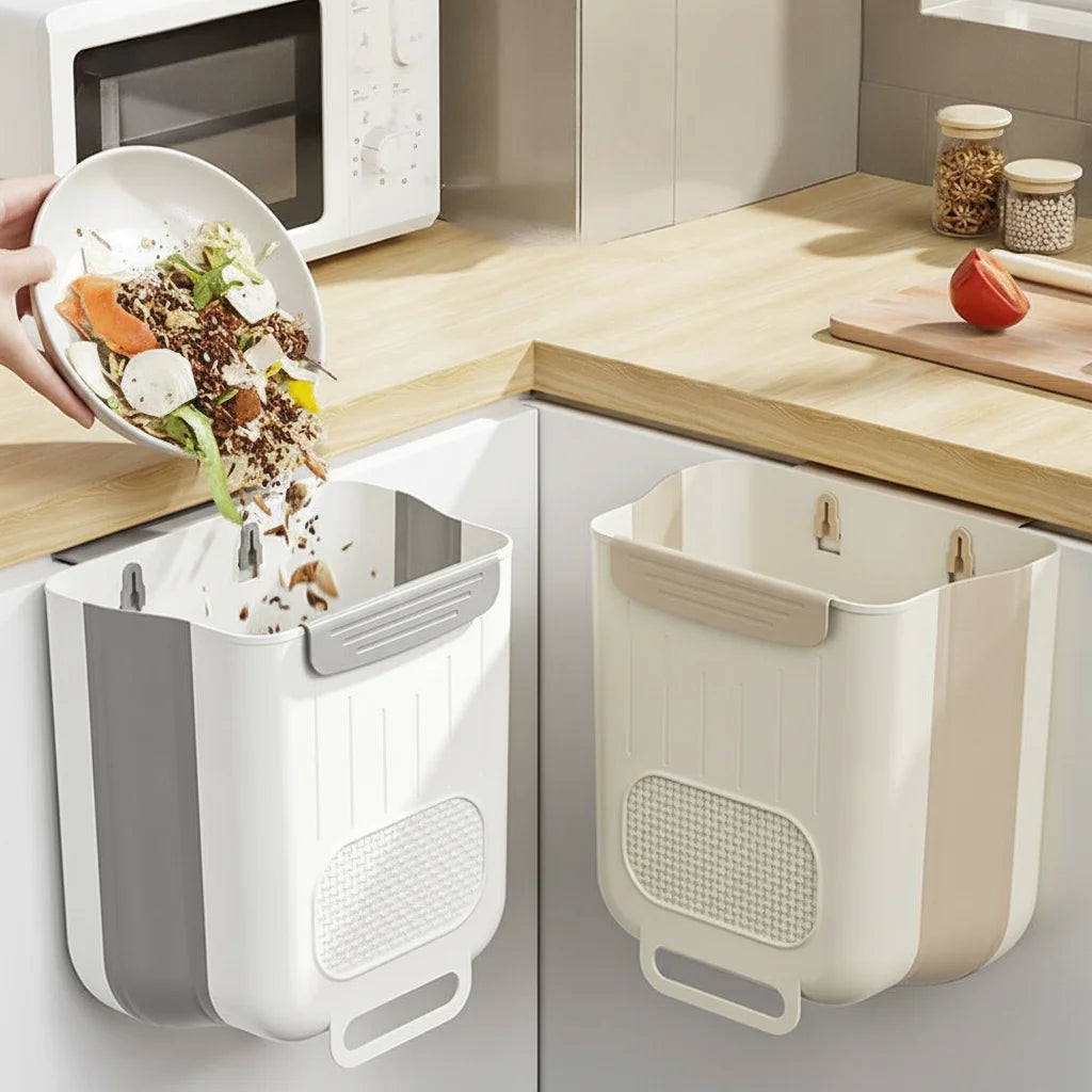 Foldable Hanging Kitchen Trash Can – Cabinet Door Waste Bin 6L Cabinet Door Trash Bin Peaceful Pleasures Health and Wellness