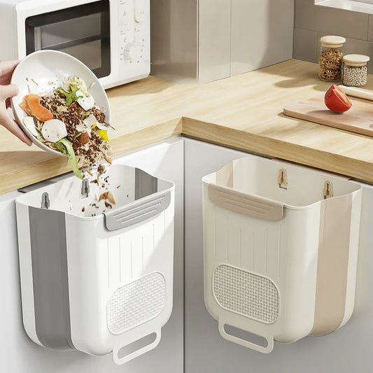 Foldable Hanging Kitchen Trash Can – Cabinet Door Waste Bin 6L Cabinet Door Trash Bin Peaceful Pleasures Health and Wellness