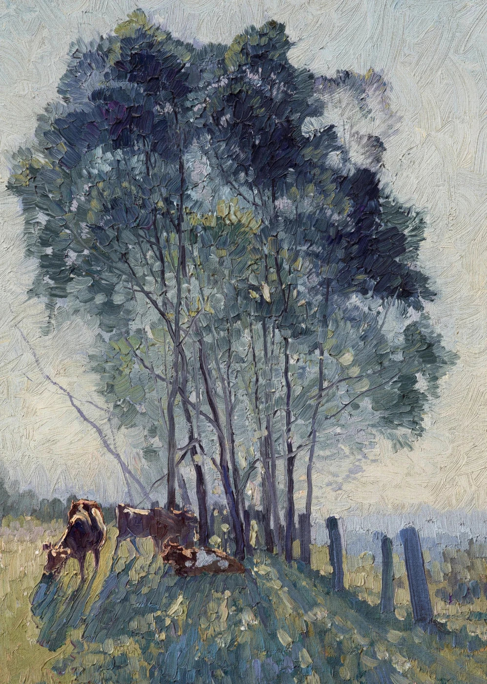 Vintage Rural Antique Animals Poster Cows in The Forest and Pasture Canvas Painting Farmhouse Wall Art Picture Office Home Decor Peaceful Pleasures Health and Wellness