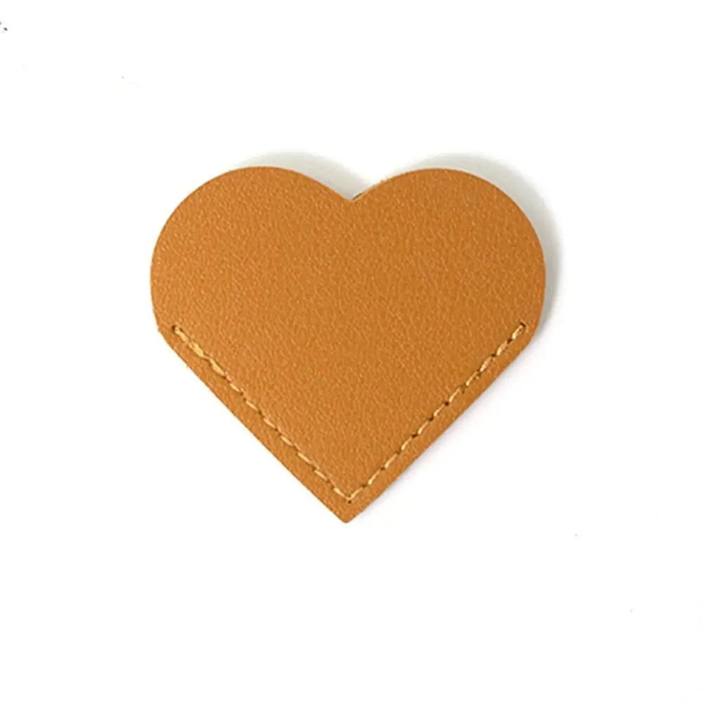 Portable Heart-shaped Corner Page Marker Vintage Multicolor Leather Bookmark Durable Handmade Book Page Marker Students Peaceful Pleasures Health and Wellness orange