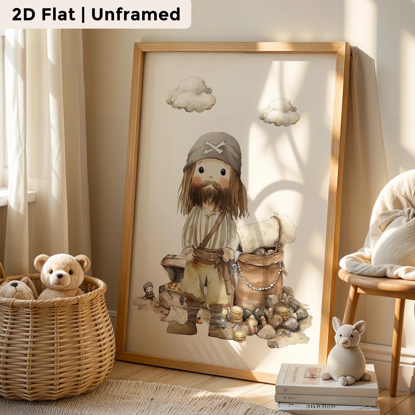 3-Piece Pirate Parrot Canvas Wall Art | Kids Room Decor Print