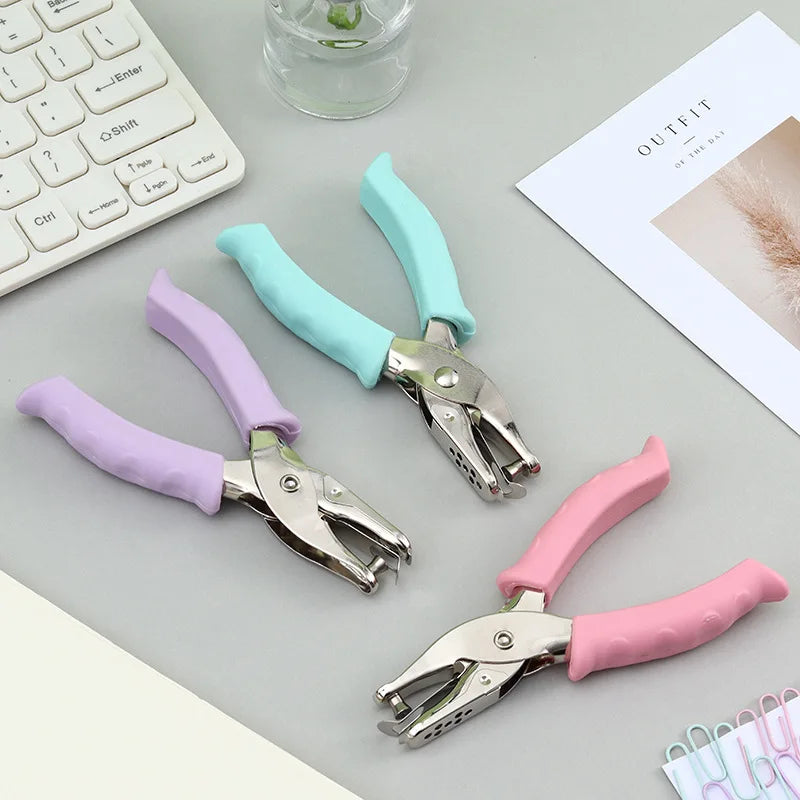 Bview Art Round Single Hole Handheld Punch Macaron Soft-touch Grip