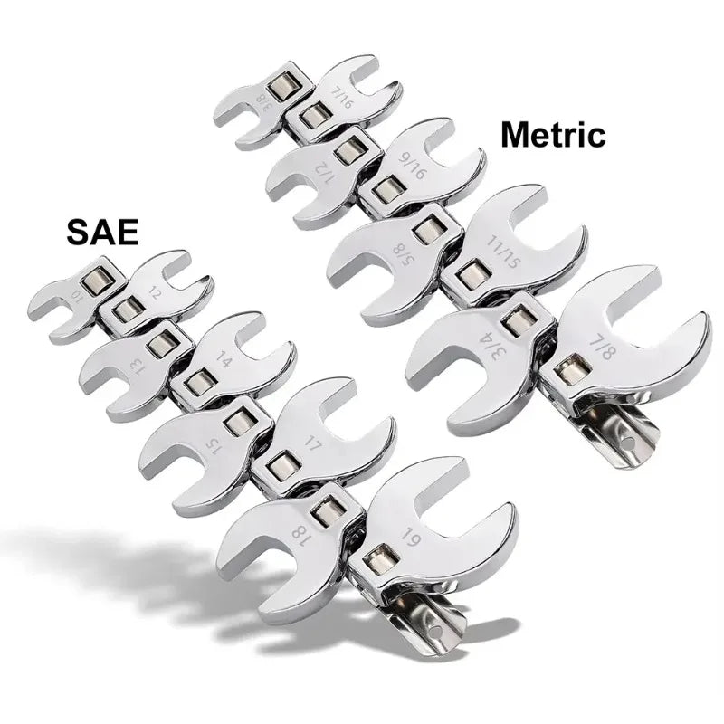 8-Piece 3/8" Drive Crowfoot Wrench Set – Metric & SAE