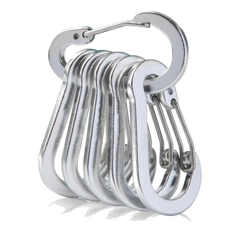 6/12Pcs Aluminum Alloy Carabiner Keychain Outdoor Camping Climbing Hiking Snap Clip Lock Buckle Hook Fishing Accessories Peaceful Pleasures Health and Wellness Silver 6PCS