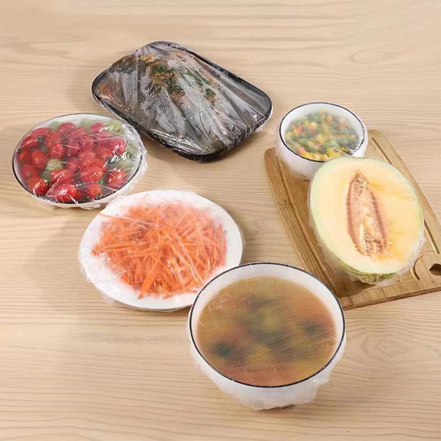 Stretch Plastic Wrap Bowl Covers Transparent Stretchable Wrap Seal Caps for Bowls Plates Dishes Cans Pans Peaceful Pleasures Health and Wellness