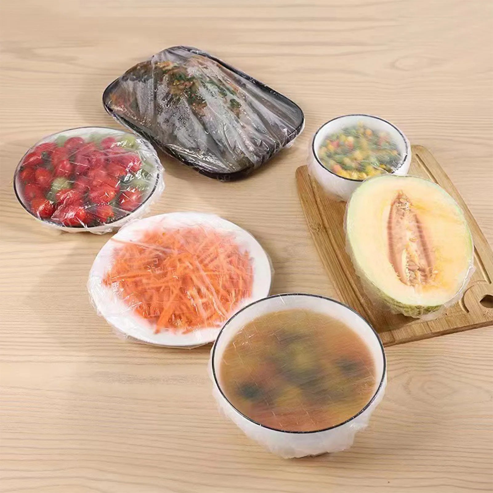 Stretch Plastic Wrap Bowl Covers Transparent Stretchable Wrap Seal Caps for Bowls Plates Dishes Cans Pans Peaceful Pleasures Health and Wellness