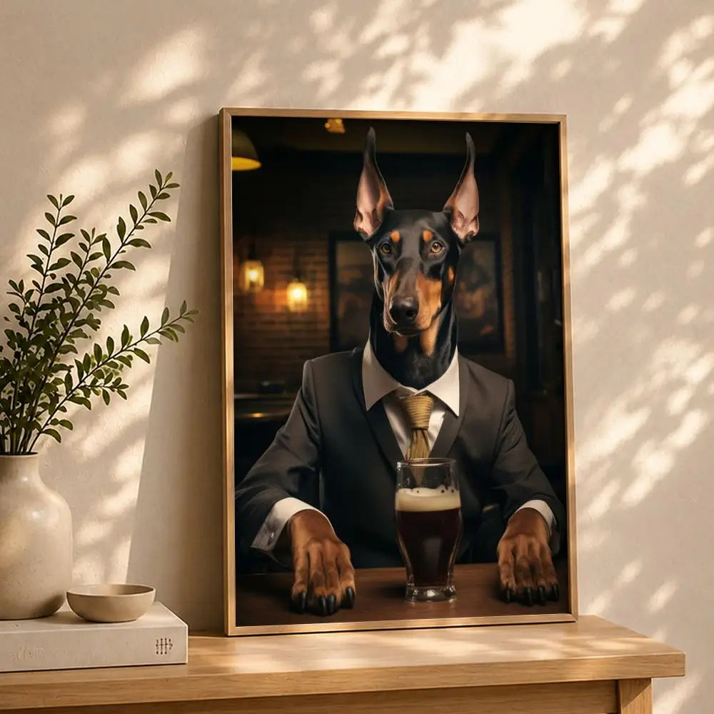Art D-Dogs Cats at the PubS Poster HD Self Adhesive Waterproof Wall Art Ideal for Home Office Dorm Bedroom Great Gift Peaceful Pleasures Health and Wellness White11 15X20cmNoframe