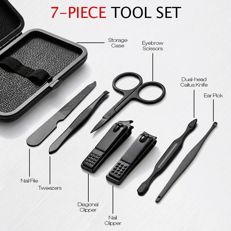 7-Piece Nail Clipper Set with Travel Case | Stainless Steel