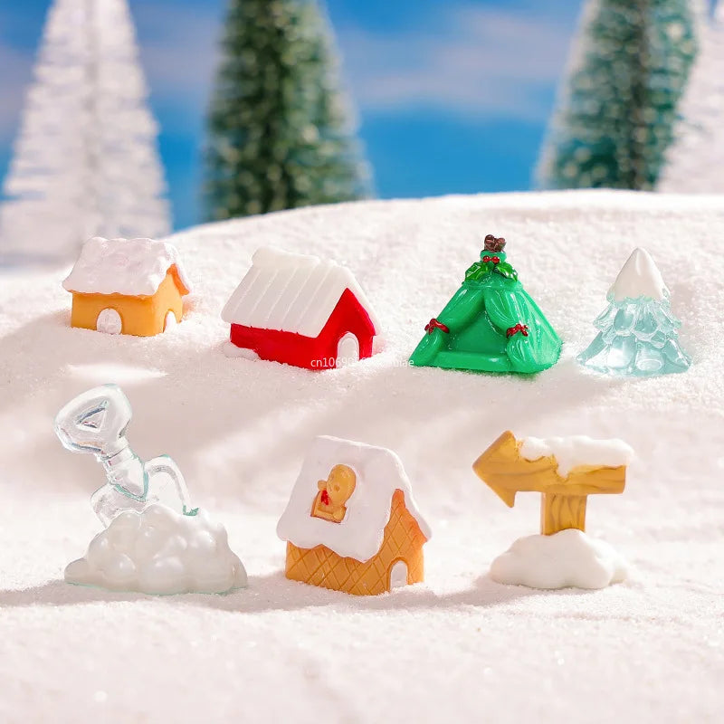 Cartoon Christmas Snowman Reindeer Micro Landscape Ornaments Figurine Miniature Decoration Desktop DIY Home Decoration Gifts Peaceful Pleasures Health and Wellness