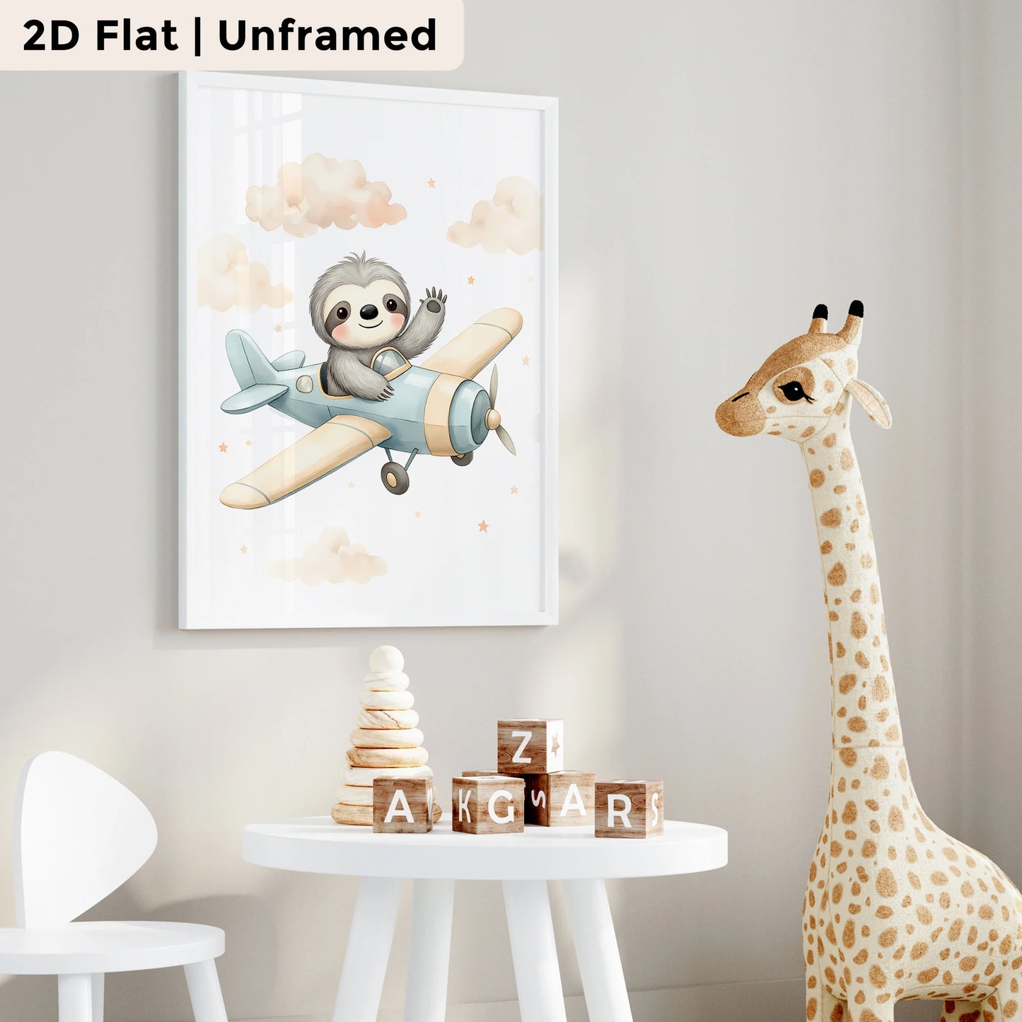3-Piece Cartoon Rabbit & Sloth Canvas Wall Art Print Set