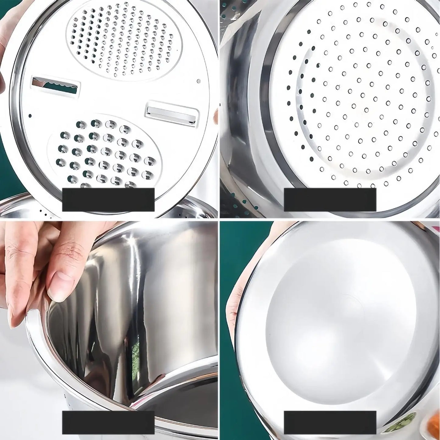Stainless Steel Mixing Bowl Set with Grater & Drain Basket