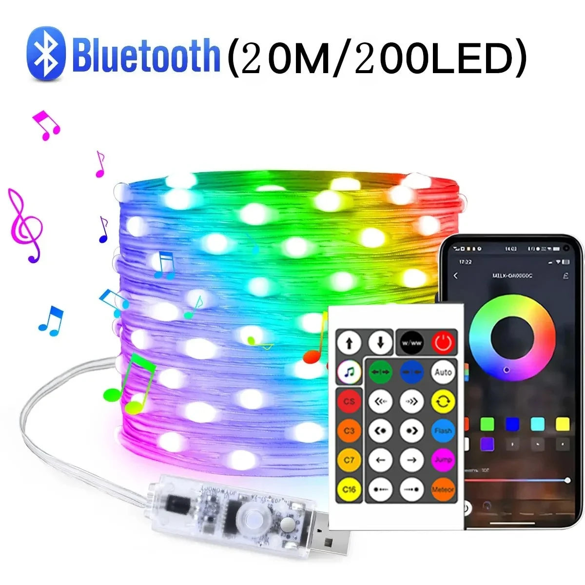 Smart Bluetooth LED Fairy Lights USB Music Sync | Party Decor