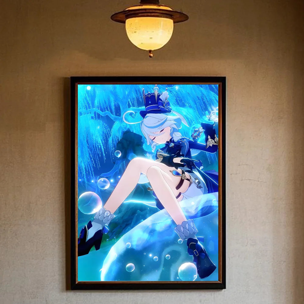 Genshin lmpact Furina Foutiane Poster HD art sticky wall waterproof home living room bedroom bar aesthetic decoration Peaceful Pleasures Health and Wellness z5 40X50cmNoframe