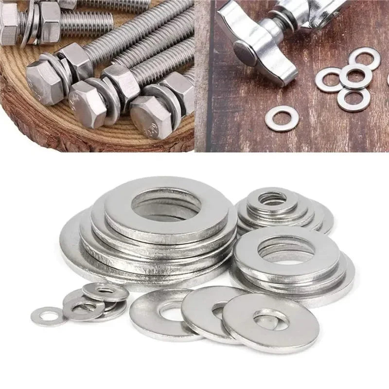 304 Stainless Steel Flat Washers Set 180/360pc – Multi-Size Peaceful Pleasures Health and Wellness