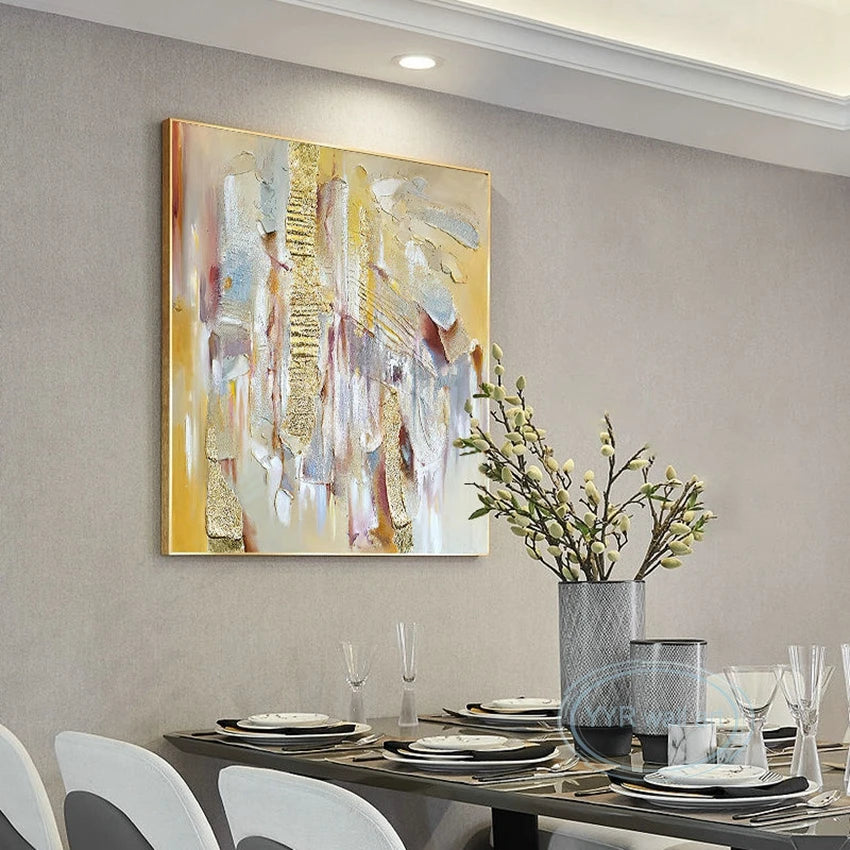 Unique Texture Abstract Gold Painting Home Decoration Poster Handmade Wall Art Canvas Light Luxury Aesthetic Picture For Hotel Peaceful Pleasures Health and Wellness