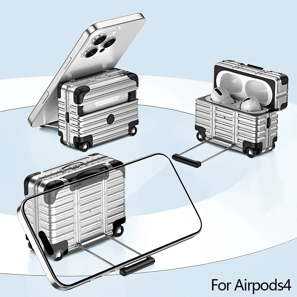 Mini Suitcase AirPods Case – Drop-Proof PC & TPU Cover