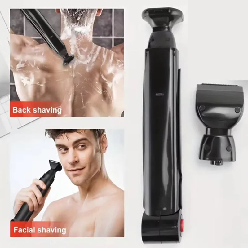 Foldable telescopic ceramic back electric shaving kit for men, body hair trimmer, with USB charging and waterproof function Peaceful Pleasures Health and Wellness