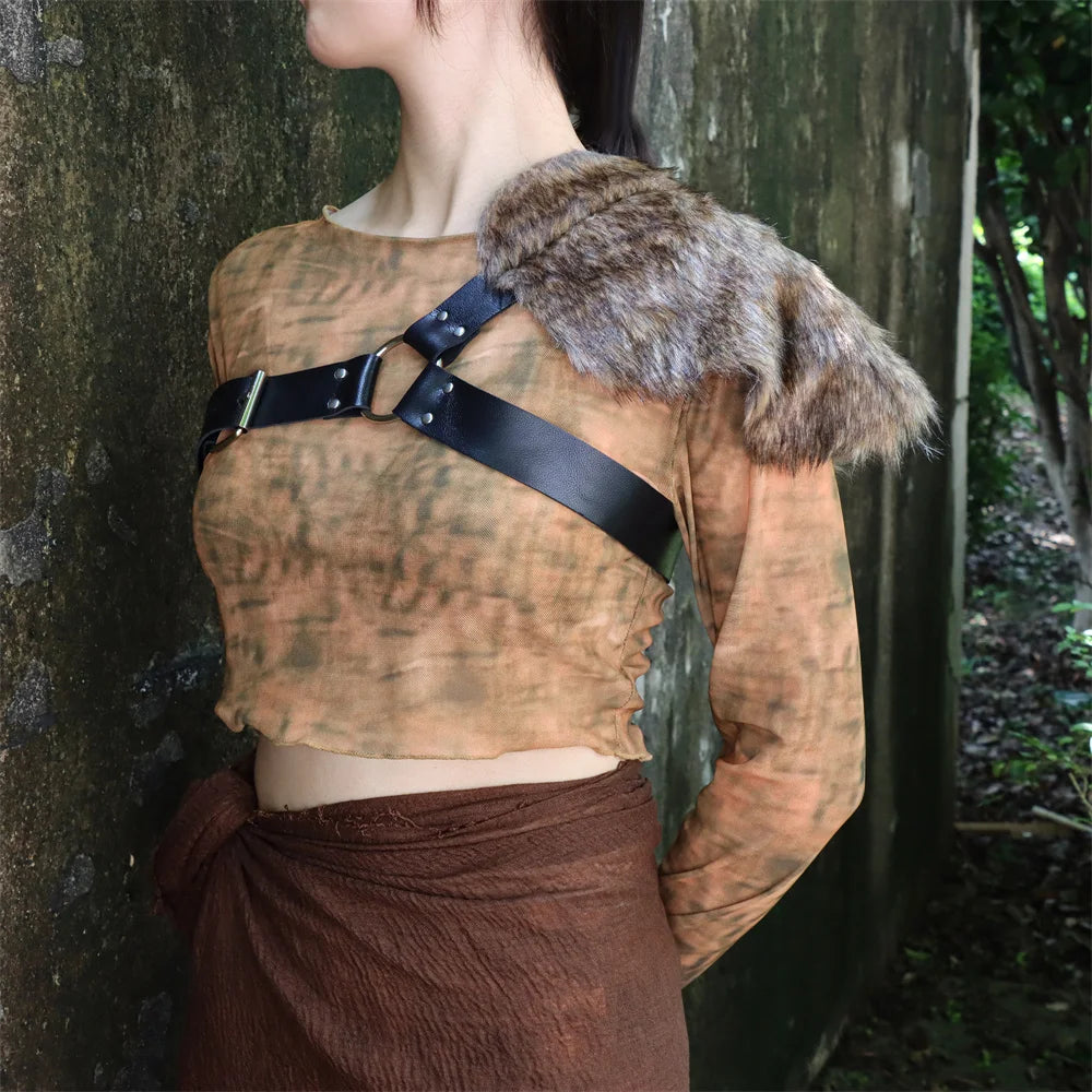 Medieval Renaiss Gladiator Leather Shoulder Armor Greek Barbarian