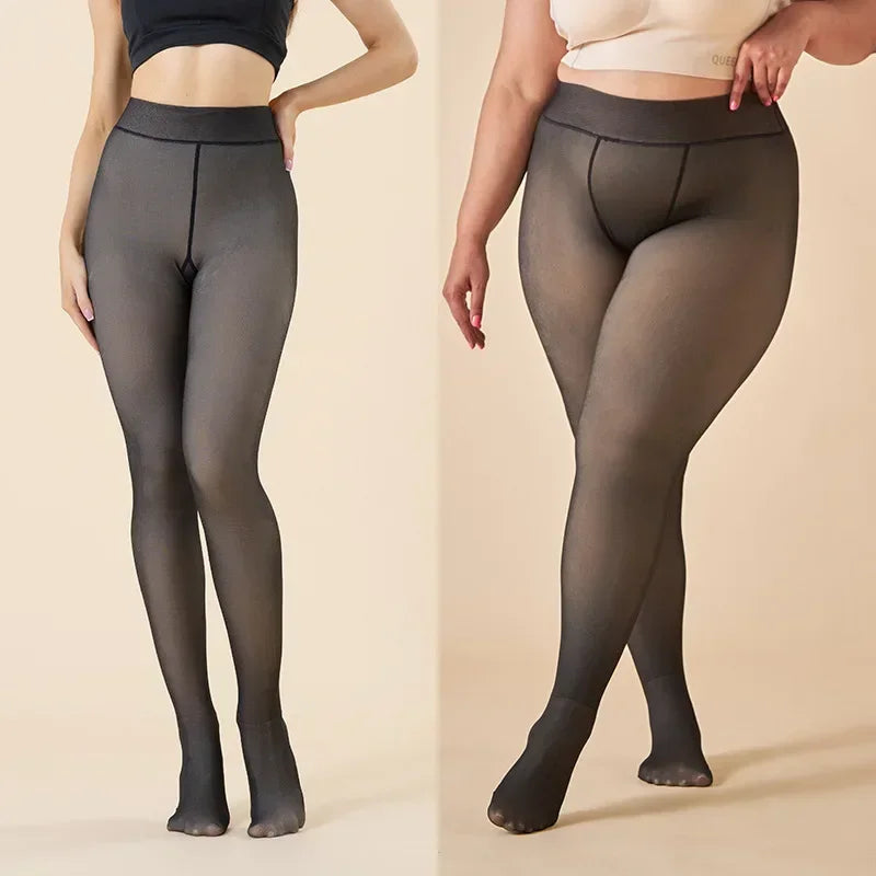 Women's Fleece Lined Thermal Tights – Translucent Pantyhose