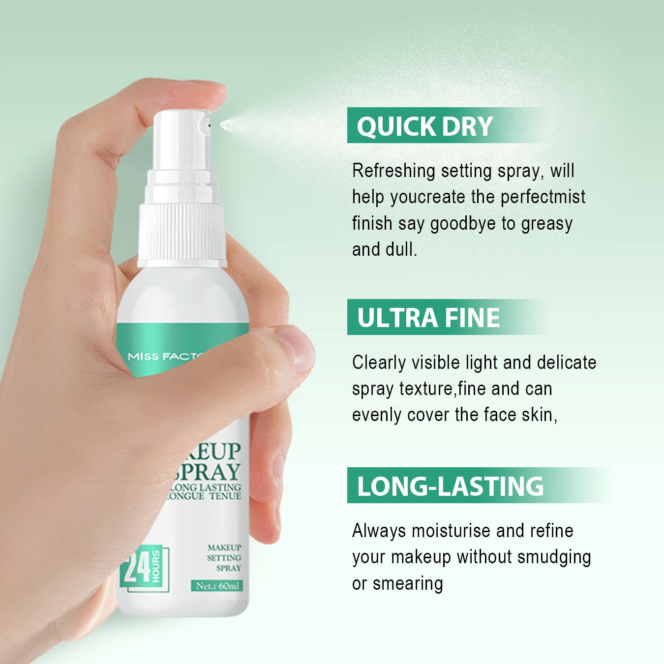 Waterproof Makeup Spray Face Set Lasting Award winning Makeup Spray Anti-smudge and Makeup Off Natural finish Peaceful Pleasures Health and Wellness