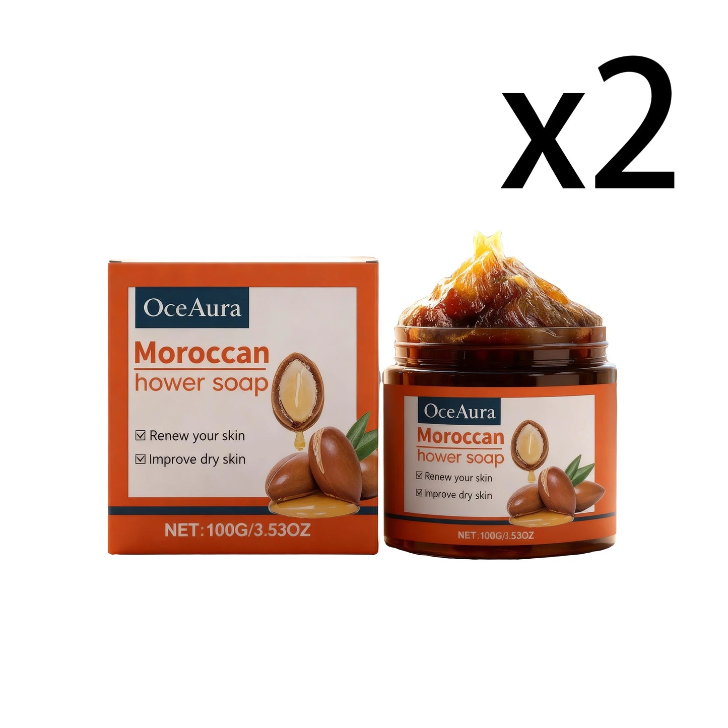 OceAura Moroccan Black Soap – Exfoliating Moisturizing Body Wash
