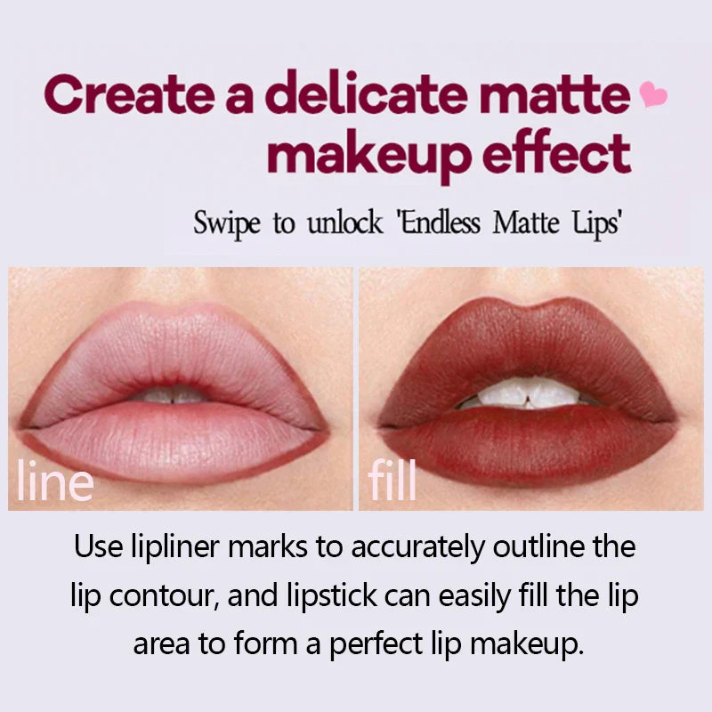O'CHEAL 2-in-1 Matte Lipstick & Lip Liner Pencil | 24H, 6 Colors