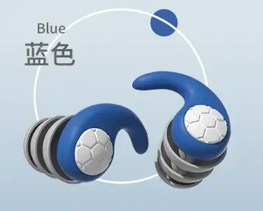 Silicone Noise Cancelling Earplugs Noise Filter Sleep Swimming Waterproof Three Layer Mute Earplugs Peaceful Pleasures Health and Wellness Blue