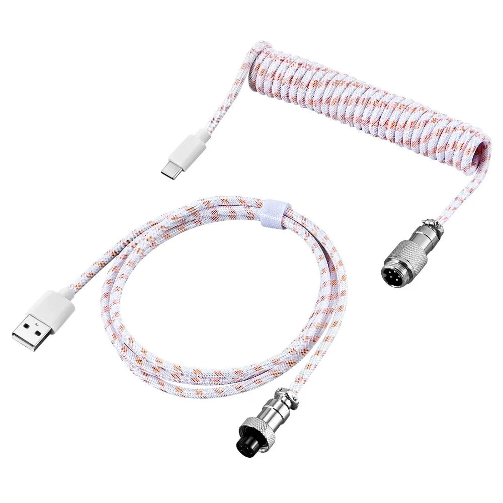USB Port a Mechanical Keyboard Coiled Cable Max 3M Length Coiled Design Mechanical Keyboard Type C USB Cable Peaceful Pleasures Health and Wellness Multicolor