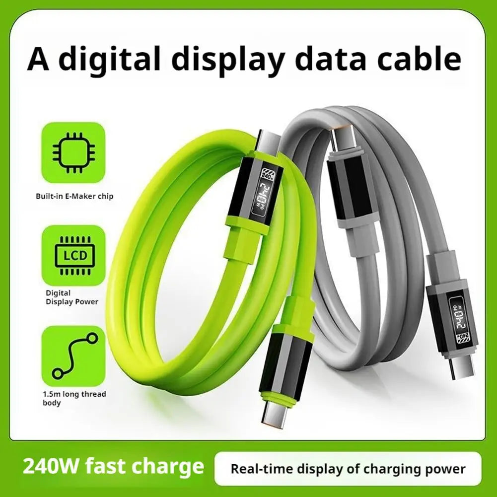 240W USB-C Fast Charging Cable with Digital Power Display 1.5M