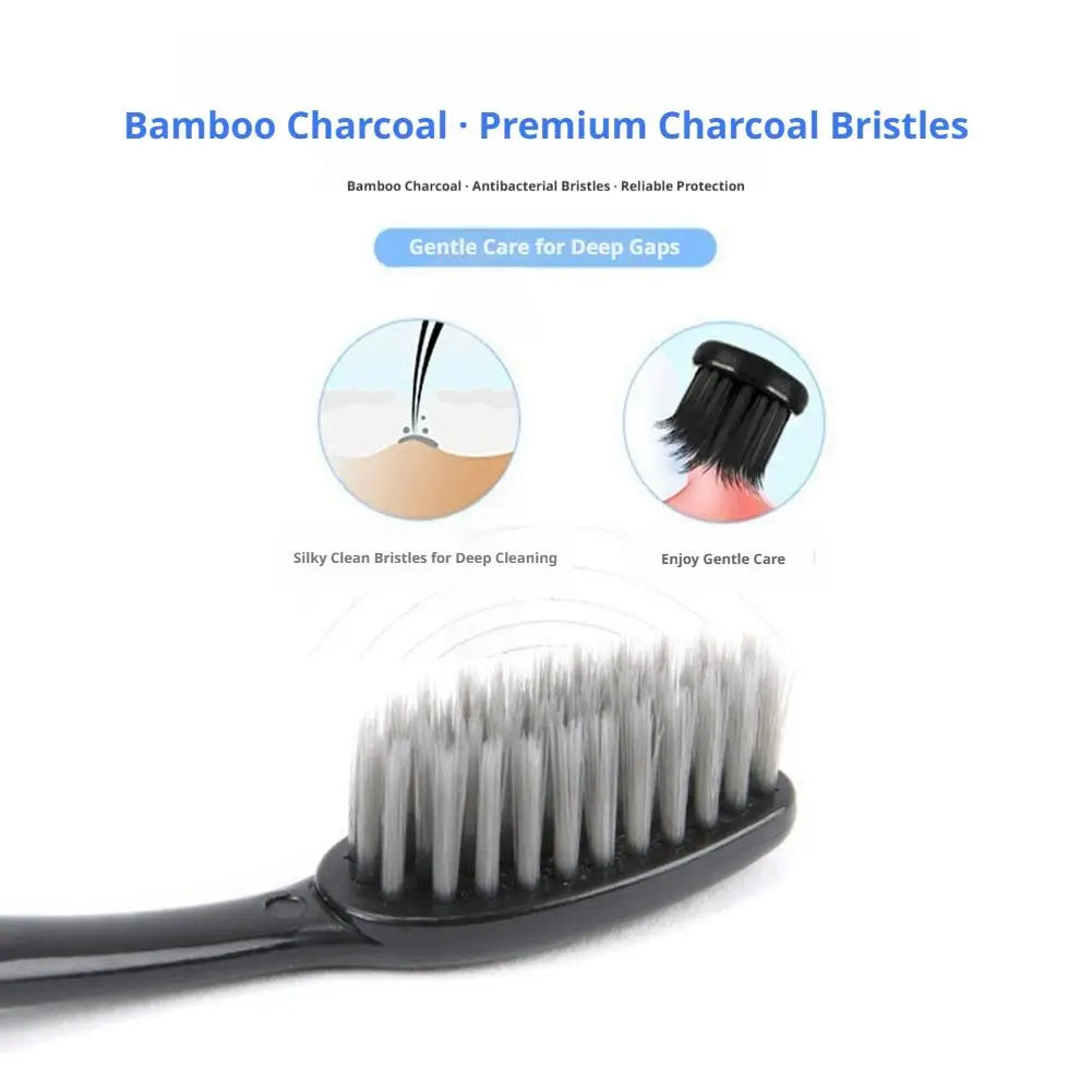 10-Pack Bamboo Charcoal Toothbrush Set – Ultra-Soft Bristles