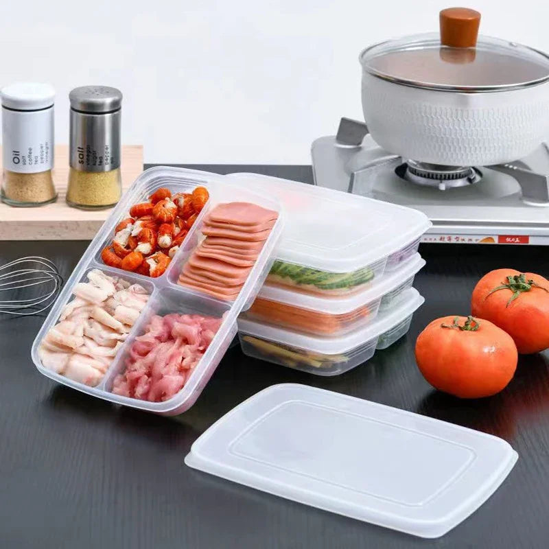 4-Compartment Fridge Storage Box | Airtight Food Grade Container