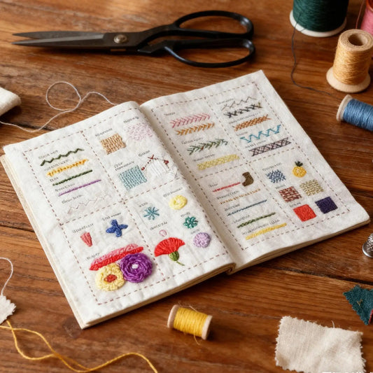 Embroidery Stitches Book Kit with Tutorial & Toolkit Sampler Embroidery Craft Kit Peaceful Pleasures Health and Wellness