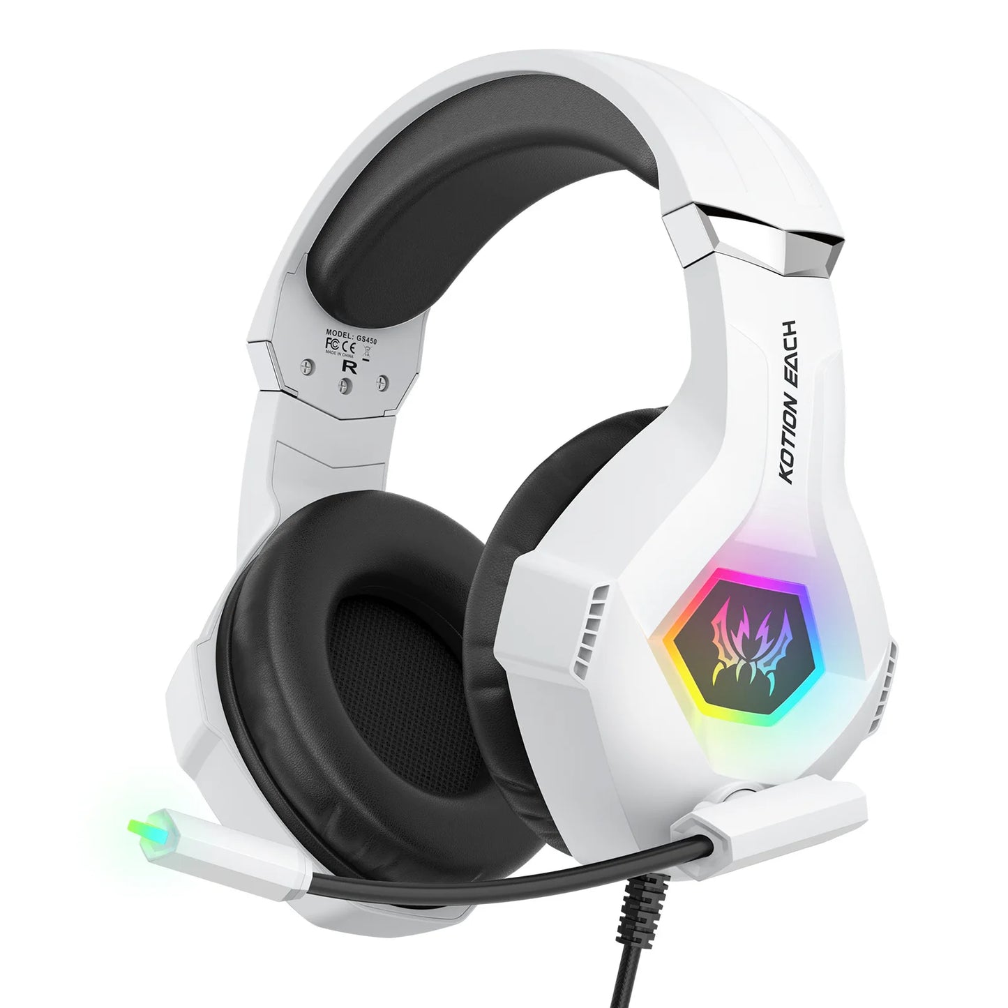 Gaming E-sports Headset with Adjustable Noise-Canceling Mic & Ergonomic Over-Ear Headband Compatible with Laptop Computer PC Peaceful Pleasures Health and Wellness White
