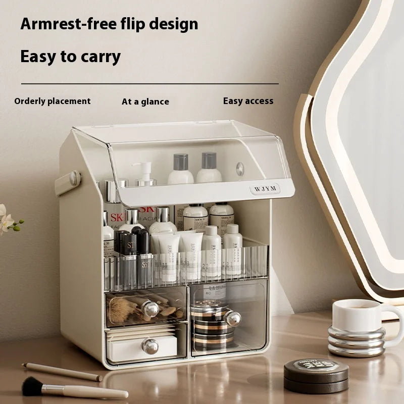 Elegant 3-Tier Transparent Makeup Organizer - Spacious Desktop Drawer Storage for Skincare Masks Beauty Tools, Chic Vanity Shelf Peaceful Pleasures Health and Wellness
