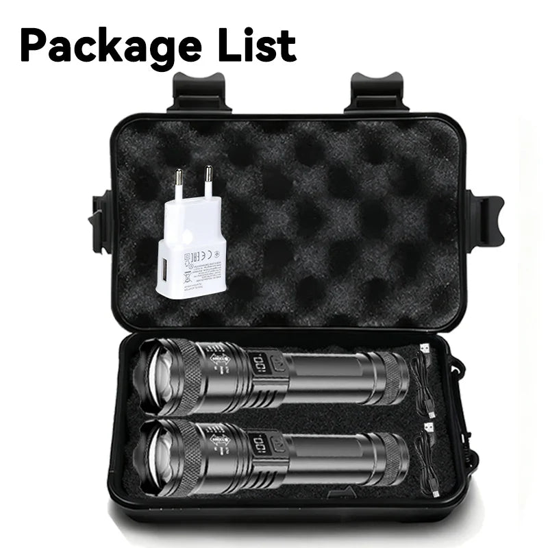 2000LM Zoomable Tactical LED Flashlight – USB Rechargeable Power Bank