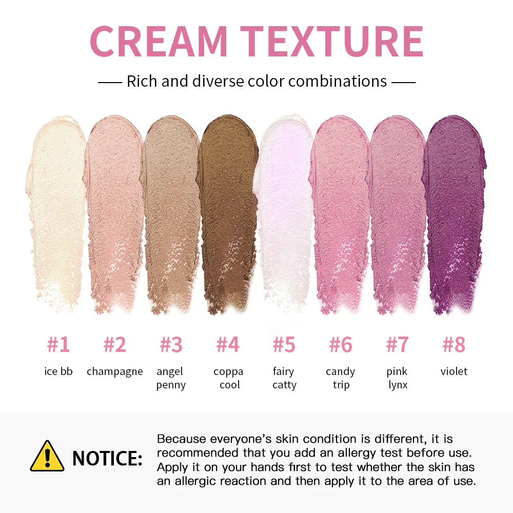 Cream Highlighter Palette 8 Shades – Matte & Shimmer Glow