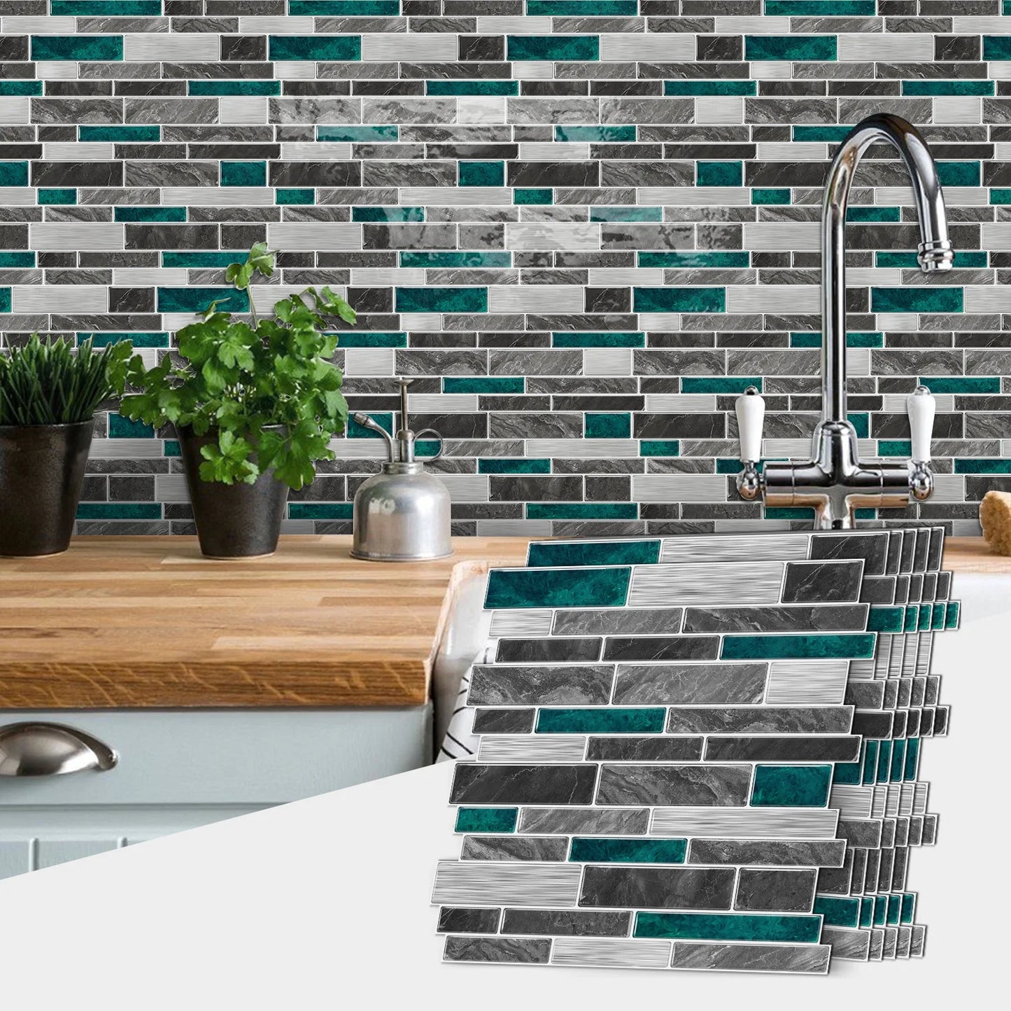 Marble-patterned self-adhesive wall sticker, waterproof and oil-proof PVC tile decal for kitchen and bathroom room decoration Peaceful Pleasures Health and Wellness SPT205 1PC