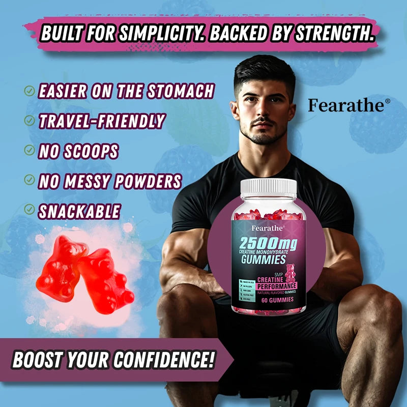 Creatine Monohydrate Gummies - Boost Energy, Build Muscle Mass, and Improve Athletic Performance, Supports Mood Health Peaceful Pleasures Health and Wellness