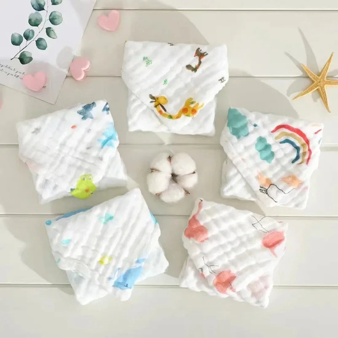 Baby Muslin Washcloths 6-Layer Cotton Burp Cloths 3 or 5 Pack