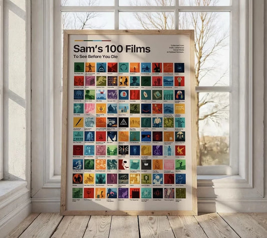 100 Movies Bucket List Canvas Wall Art | Film Lover Gift Canvas Wall Art Peaceful Pleasures Health and Wellness G4672 21x30cm Unframed