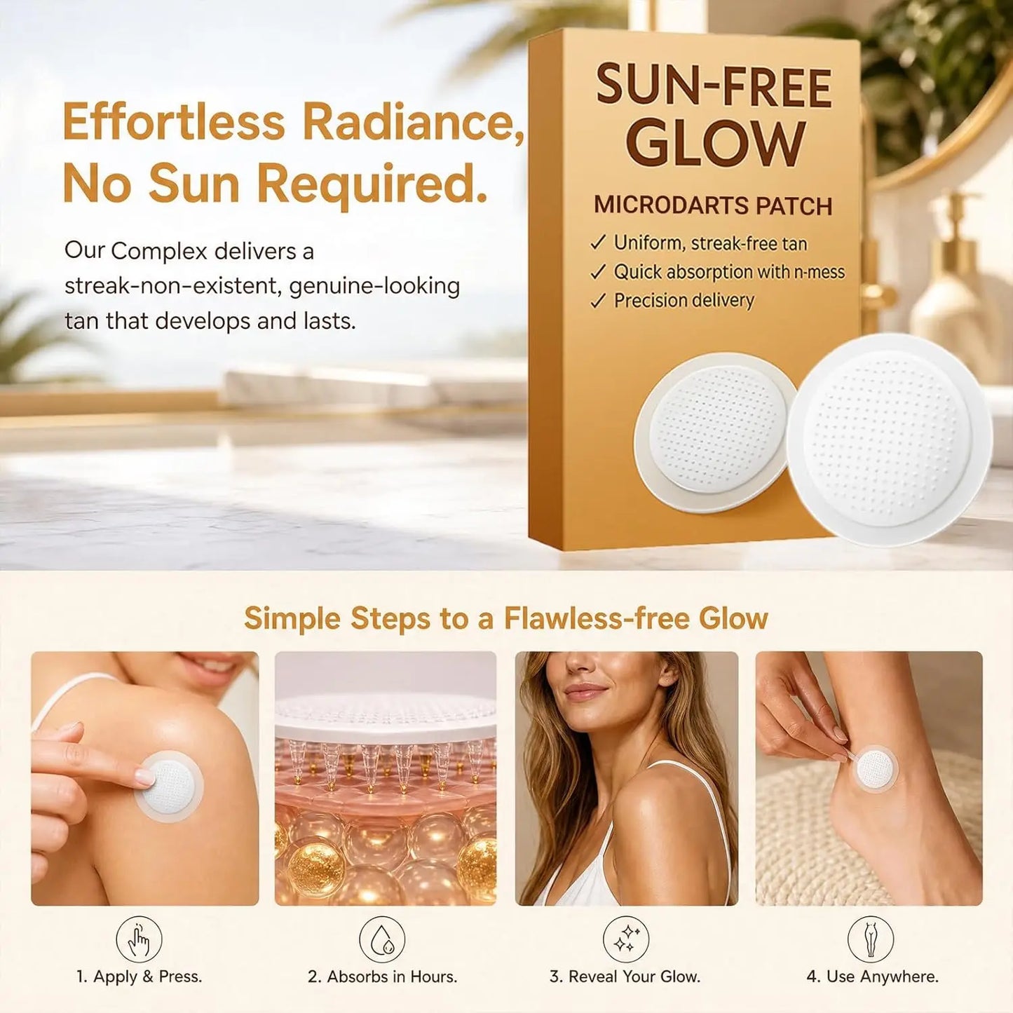 Sun-Free Glow Microdart Tanning Patches – 7 pcs | No UV