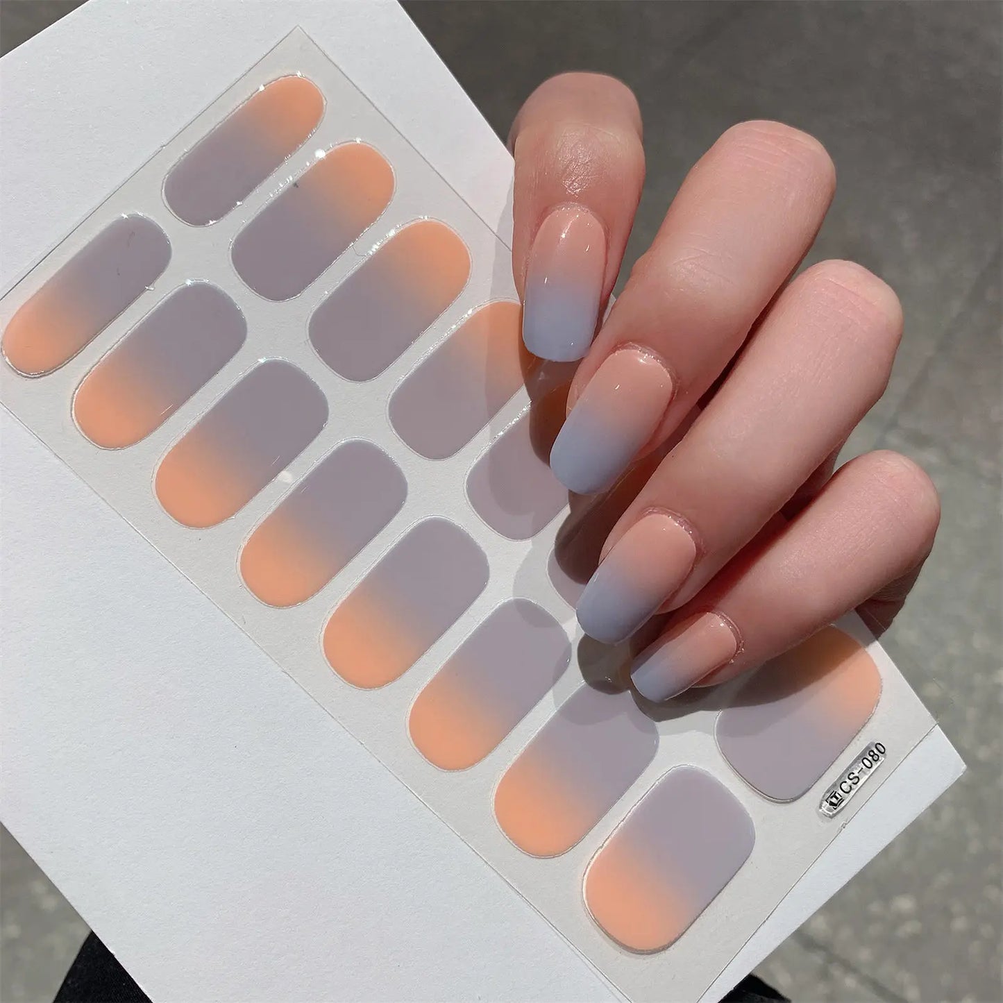1 Sheet Semi Cured Wrap Gradient Nail Sticker Multi Color Solid Gel Full Cover Slider No Need UV Lamp Cured Fast Gel Nail Decal Peaceful Pleasures Health and Wellness Cs80