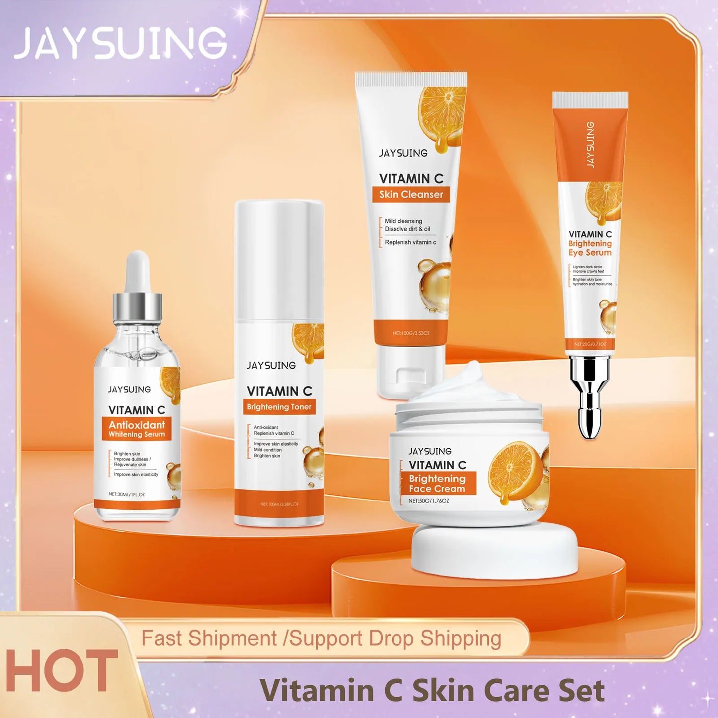 Jaysuing Vitamin C Skincare Set – 5-Piece Face Care Kit