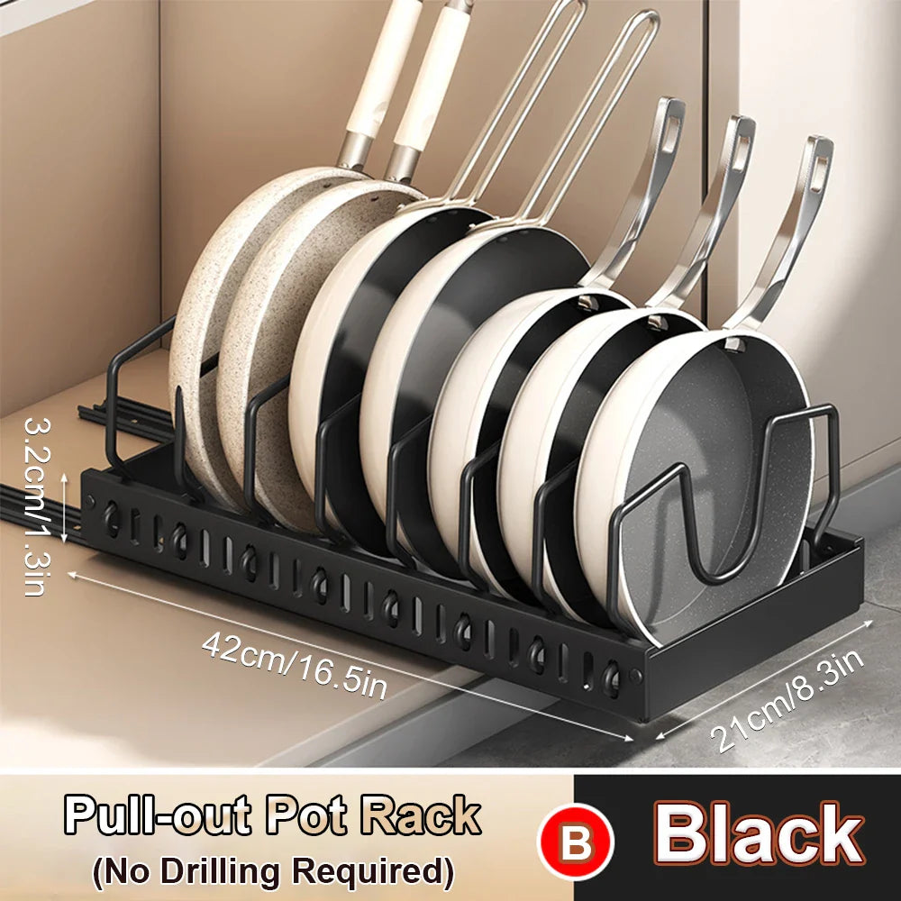Pull-Out Pots & Pans Organizer | Sliding Cabinet Rack