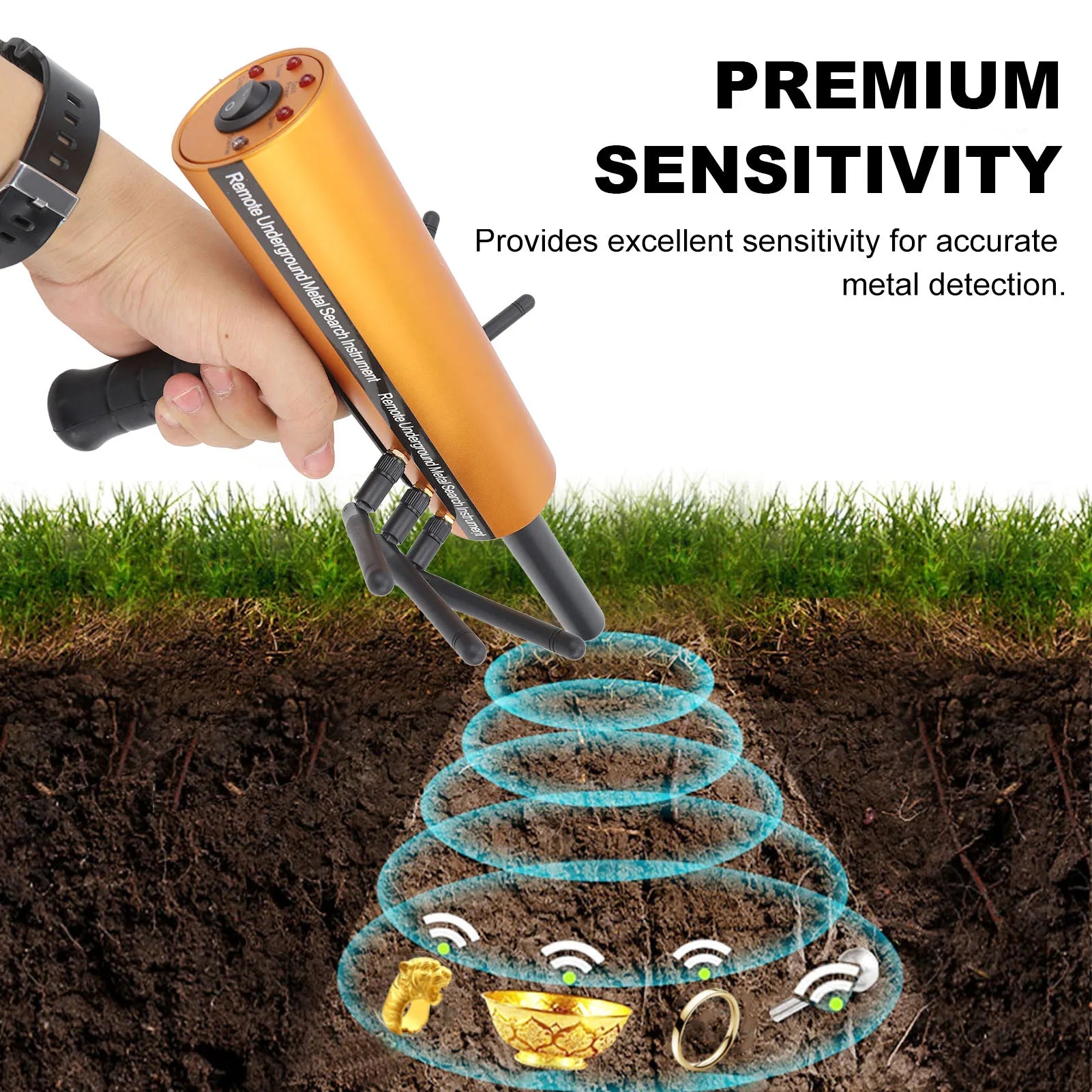 Metal Detector AKS Metal Detector Metal Pinpointer 30m Depth 1200m Range 6 Antenna Accurate Finding Gold Detector Gold Locator Peaceful Pleasures Health and Wellness