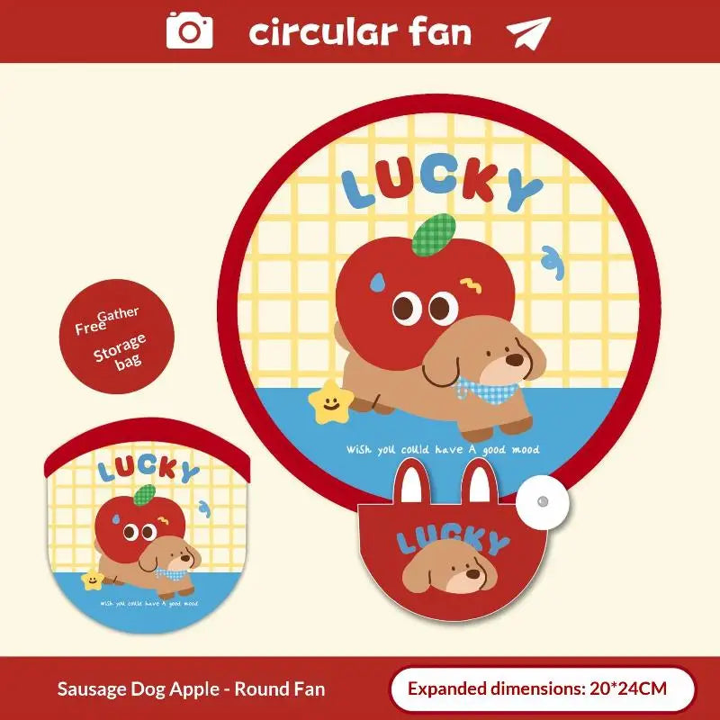 Cute Cartoon Foldable Handheld Fan – Mini Portable Pocket Fan