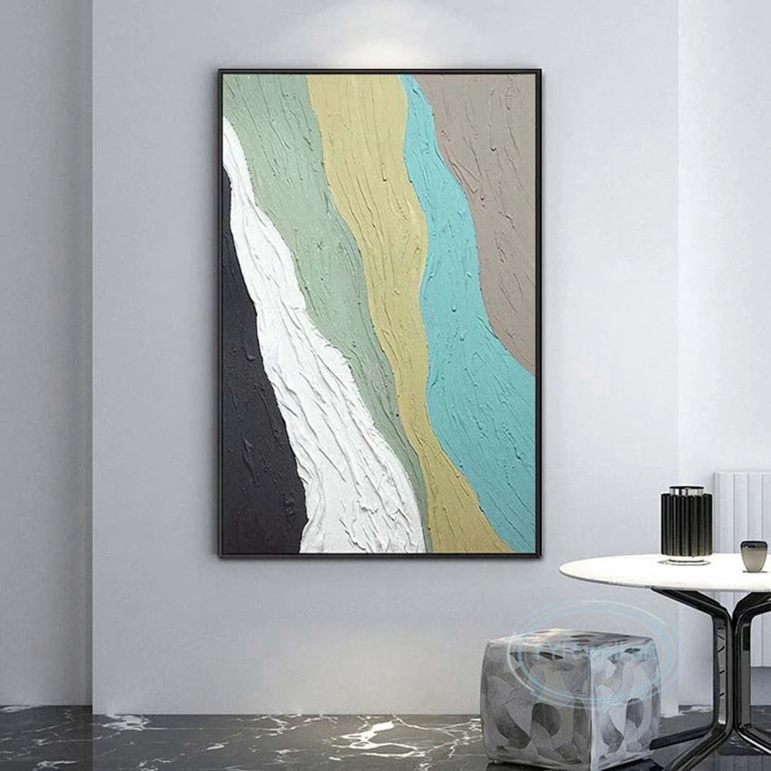 Colorful Textured Canvas Poster Abstract Wall Art Oil Painting Handmade Acrylic Mural Living Room Bedroom Aisle Decor Picture Peaceful Pleasures Health and Wellness