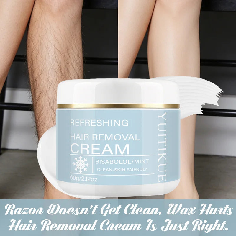 Yuitikue Refreshing Hair Removal Cream, 60g Bisabolol & Mint Infused Hair Remover for Gentle & Clean-Skin Friendly Formula Peaceful Pleasures Health and Wellness
