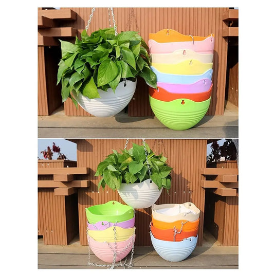 Durable Self-absorbing Hanging Basket Plastic Colorful Flower Pot Hanging Flower Pot Home Decor Peaceful Pleasures Health and Wellness